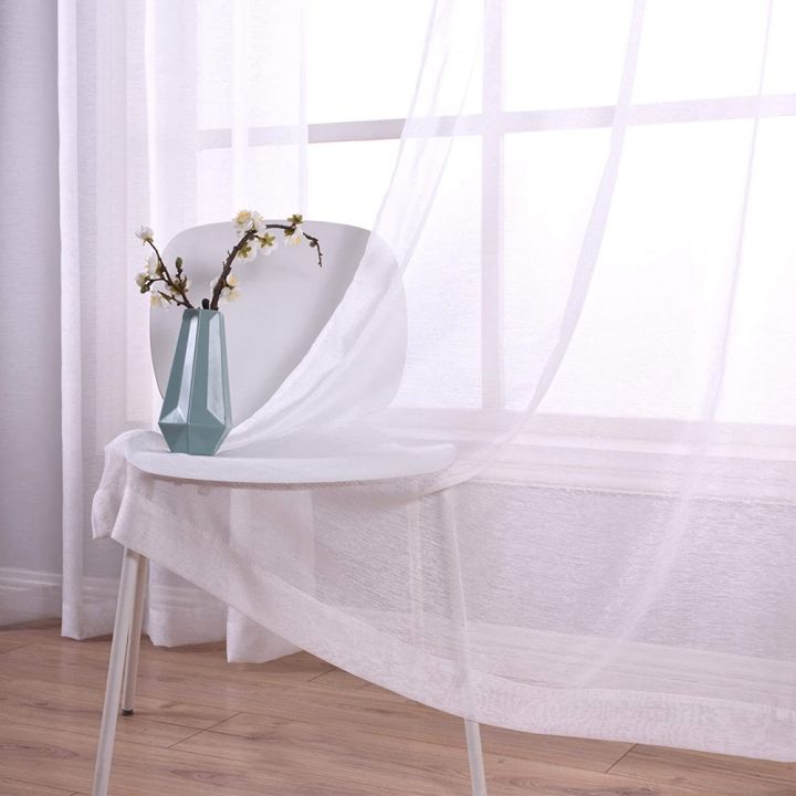 %E3%80%90Fashion%E3%80%91210cm%20Sheer%20White%20Grommet%20Set%20of%202%20Panels%20Window%20Sheer%20Semi%20Drapes%20Polyester%20Look%20Voile%20for%20Bed%20-%20Image%205