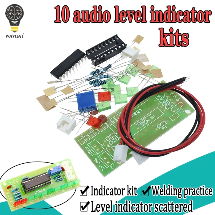 LM3915 DC 9V-12V 10 LED Sound Audio Spectrum Analyzer Level Indicator ...