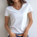 Solid Basic Short Sleeve Womens Tshirt Casual Black White Fashion Crop Top T Shirt Ladies Fashion Korean Tee Shirt O-V Neck. 