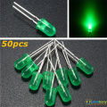 50Pcs-5mm Colorful GREEN LED 5mm Round LED Light Emitting Diode Basic Green Light Bulbs For Electronics Project Indicator Front Panels LED Light DIY - Rgb Light.