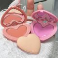 Purple Peach Cream Blush Makeup Palette Moisturizing Cheek Tint 3 Colors Orange Peach Pink Blusher Love Shape Blush With Puff. 