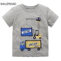 SAILEROAD Summer T Shirt Cotton Short Sleeve Cartoon Vehicles Excavator T-shirts Kids Tee Girl Tops Boys Children Clothes.