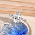 ATTAGEMS Pear Cut 2.0CT D Color VVS1 Luxury Moissanite Ring 925 Sterling Silver Pure 18K 14K 10K Gold Engagement Ring for Women. 
