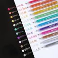 Set of 12pcs Flash Metallic Gel Ink Pen, Liquid Glitter Iridescent Gel Pen for Adult Coloring, Doodling, Drawing, Scrapbooking, Card Making, Illustrations, Designs, Journaling. 