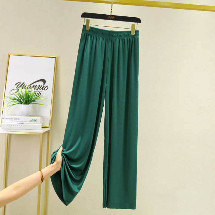 Ladies%20Fashionable%20New%20Ice%20Silk%20Large%20Size%20Wide%20Leg%20Pants%20Casual%20Home%20Pants%20Solid%20Color%20Pajama%20Pants%20Pantalones%20-%20Image%206