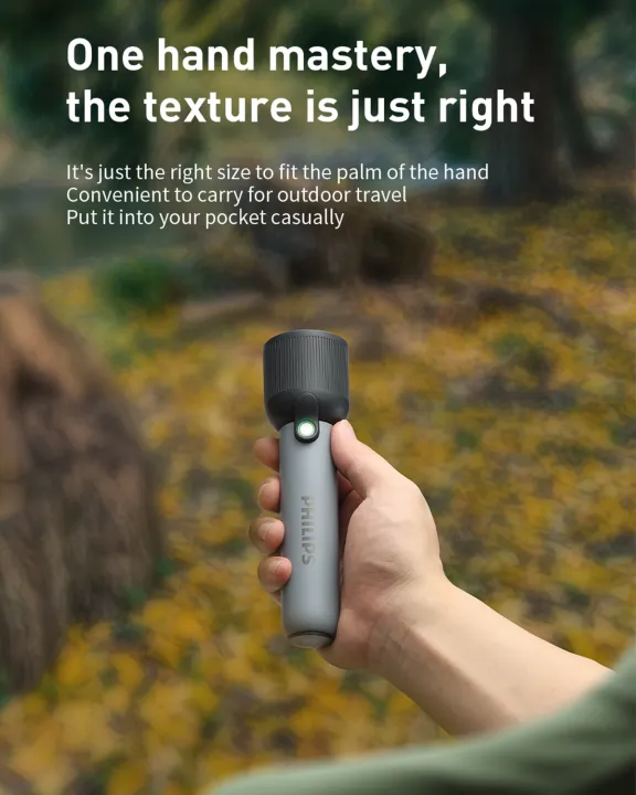 PHILIPS%20LED%20Flashlight%20Torch%20400LM,%202000mAh%20Rechargeable%20Torch%20Light%20with%202%20Modes,%20IP44%20Waterproof,%20Portable%20Flash%20Light%20for%20Home,%20Camping,%20Hiking,%20Emergency%20,Gray%20-%20Image%208