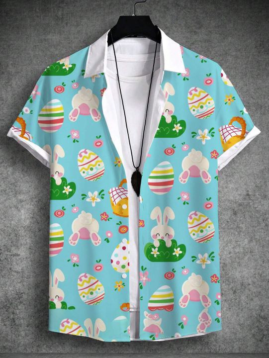 Summer%20Hawaiian%20Shirt%20Unisex%20Shirt%20Rabbit%20Egg%20Happy%20Easter%20Turndown%20Street%20Outdoor%20Short%20Sleeve%20Button-Down%20Print%20Men's%20Clothing%20-%20Image%204