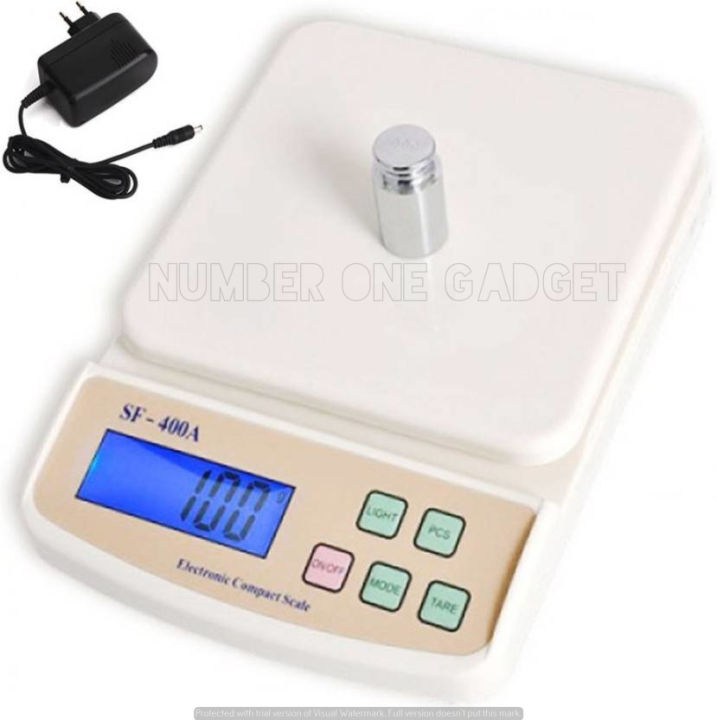 Electronic kitchen scale, Digital led display, acdc 7 kg capable SF-400A - with SS plate and charger weight scale