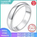 Never Fade Simple 4mm Glossy Stainless Steel Ring Couple's Silver Color Wedding Bands for Women Men Gift Engaged Jewelry. 