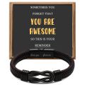 2024 Wholesale Leather Bracelet Braided Bangle with Stainless Steel Clasp Family Friendship Card Statement Jewelry for Men.