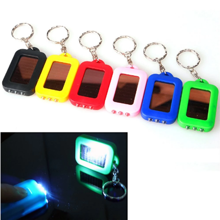 Key Ring Torch Flashlight Built-in Battery Mini Portable Solar Power 3 LED Light Key chain 2026