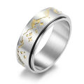 New Design Fashion Jewelry Relieving Stress Engagement Ring Rotatable Anti-Stress Ring Stainless Steel Star And Moon Sign Rings. 