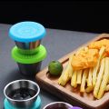 Stainless Steel Condiment Containers With Leakproof Silicone Lids Kids Sauce Dipping Cups Mini Dips Food Storage For Lunch Box Picnic Travel Bento Sauce Container. 