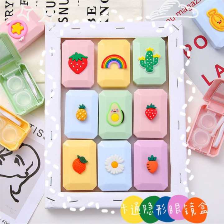 Cute%20cartoon%20Lenses%20box%20Girls'%20for%20small%20portable%20portable%20beautiful%20pupil%20care%20storage%20box%20with%20mirror%20box%20-%20Image%205