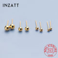 INZATT Real 925 Sterling Silver 18K Gold 2.5/3/4/5MM Bead Stud Earrings For Women Fine Jewelry Ear Hole Minimalist Accessories. 