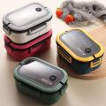 Portable Hermetic Lunch Box 2 Layer Grid Children Student Bento Box with Fork Spoon Leakproof Microwavable Prevent Odor School. 