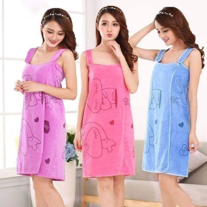 Women Bath Towels Wearable Towel Dress Beach Adults Bath Gown SPA Sling Robes Home Nightwear Microfiber Women Bathrobe Daraz .bd