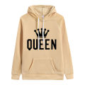Fashion Men Women Long Sleeve Pullover Hooded Sweatshirts Unisex King and Queen Print Hoodie Casual Streetwear Couple Sweatshirt.