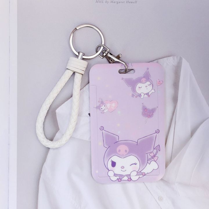 (NEW)PANE5 Portable Students With Lanyard Kuromi Bus Credit ID Card Access Control Cartoon Card Holders Korean Card Case Card Storage Cover