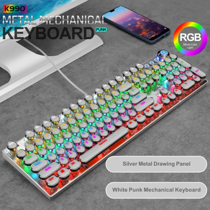 Girly%20Pink%20Steampunk%20Keyboard%20Sublimation%20Blue%20&%20White%20Wired%20Computer%20Knob%20Real%20Mechanical%20Keyboard%20Set%20-%20Image%207