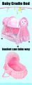 New born swing cradle baby bassinet with mosquito net canopy and wheels Bassinet (Pink).