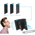 LOMEHO 3 Panels Microphone Isolation Windscreen Shield Foldable Studio Acoustic Screen Foam for Recording Live Broadcast LO-PS58. 