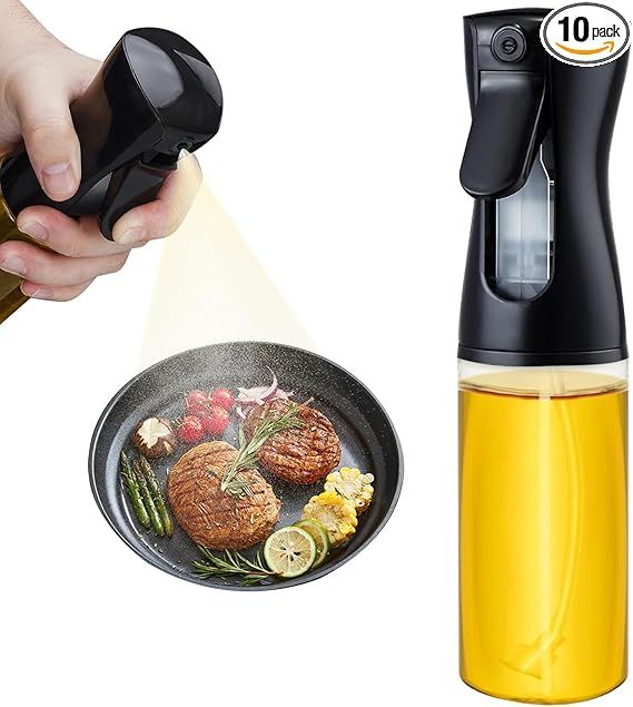 2-in-1 Glass Oil Sprayer & Dispenser Bottle for Healthy Air Fryer Cooking, BBQ, and Salad Dressing | Non-Aerosol Mister Spritzer with Portion Control, Leakproof BPA-Free Food-Grade Plastic for Baking & Grilling | Perfect Kitchen Tool for Olive Oil etc.