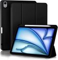 Premium Flip Case for Apple iPad Air 11-inch M3/M2 (2025/2024), iPad Air 5th/4th Generation (2022/2020) 10.9-inch with Pencil Holder, Trifold Stand with Soft TPU Back Cover, Auto Sleep/Wake,Black,Navy Blue. 