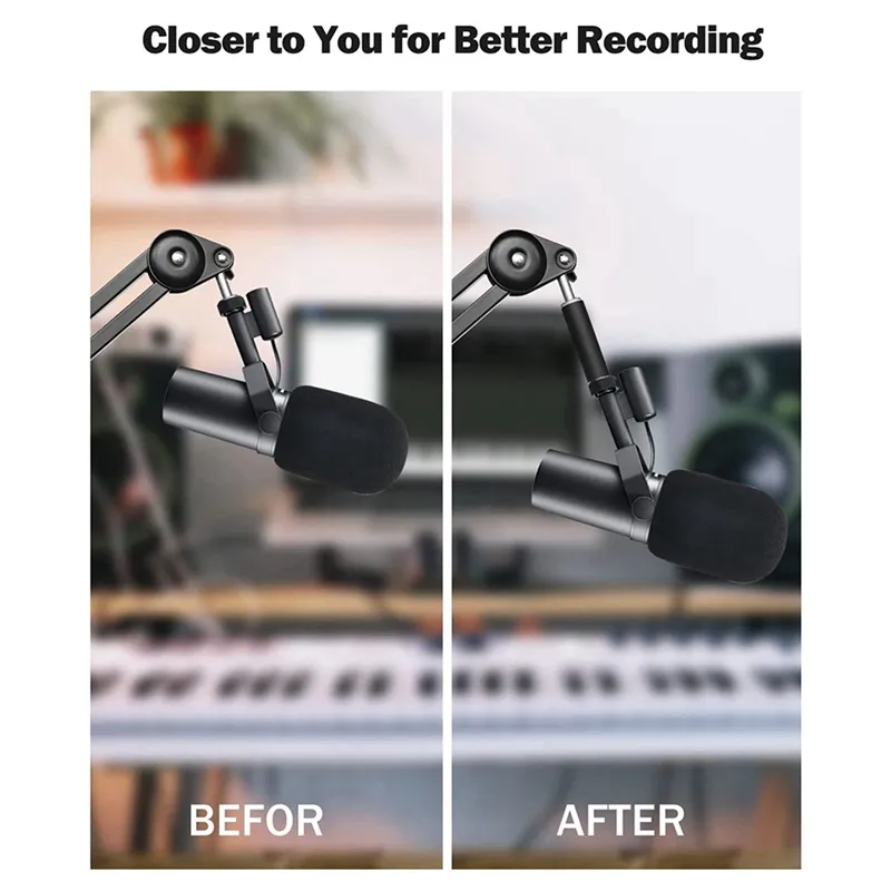 Audio Adapter 2-Pack Mic Stand Extension Tubes With Adapter - Aluminum Alloy Boom Arm Extenders Recording Equipment