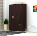 Coffee Color Partex MDF Laminated Board 3 Doors Almirah with inner locker drawer, Clothe storage hanger shelf with extra 2 Large drawer by Nice Shop 3 part Almirah 72/48. 