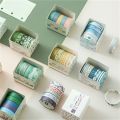5Pcs/Box Cute Colorful Simple Washi Tape Set Base Lattice Border Sticker Masking Tape DIY Diary Album Planners School Stationery.