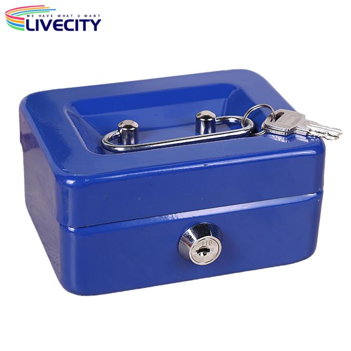 Metal Box Secure Mini Cash Box with Lock Keys Portable Metal Safe for Jewelry Cash Shock-proof Container for Cash Lock Box