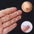 Stainless Steel Small Nose Rings Heart Star Moon Sun Zircon Nose Stud 20G Body Piercing Jewelry For Women Men Gift. 