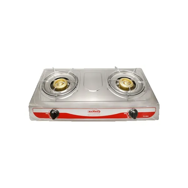 Hamko Gass Stove Double H.Com Burner SS Body_LPG-(FJ-204)-90+90MM