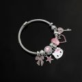 Sanrio Crystal Beads Bracelet Bangle Hello Kitty Zircon Inlay Enamel Pendant Bracelet Women Cute Sweet Jewelry Hand Accessories.