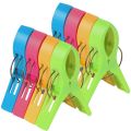 Durable Pack of 8 Large Bright Colour Plastic Beach Towel Pegs Clips for Sunbed, various colours. 