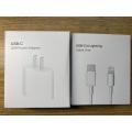 Aple iPhne Charger 20 watts adapter and Usb c to Lighting cable for 13/12/11. 