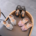 【The-Best】 Summer Girls Sandals Fashion Sequins Rhinestone Girls Princess Shoes Baby Girl Shoes Flat Heel Sandals Size 21-35. 