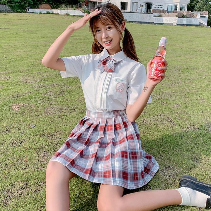 Summer JK Women Plaid Skirts Harajuku High Waisted Kawaii Pleated Skirt Japanese Style Ladies Sweet Plaid Mini Skirts Women y2k