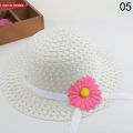 Girls Kids Straw Hat Cute Flower Summer Beach Outdoor Sun Hat.