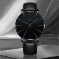 5pc Black Classic Quartz Watch Men Dial Watch Fashion Round Quartz Simple Casual Watch For Sports Leather Bracelet. 