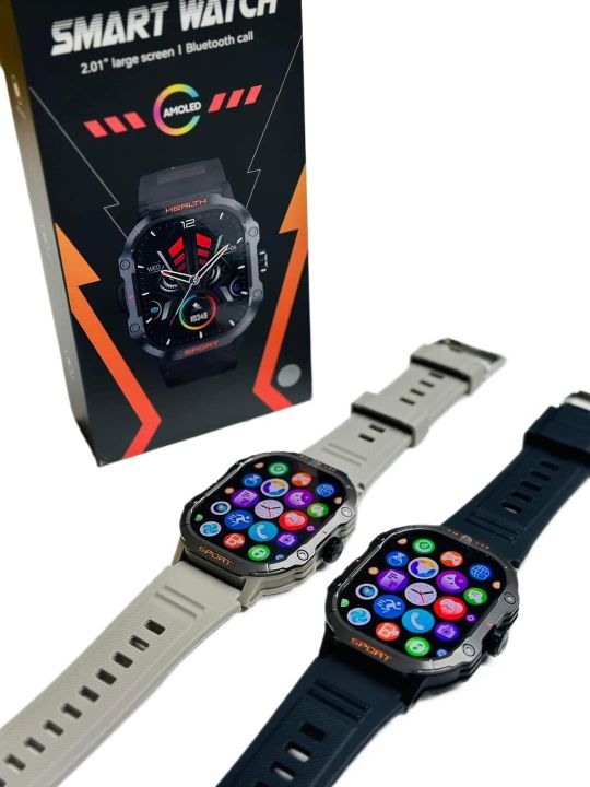 HK24 Amoled 2.01inch Outdoor Sport Smartwatch – Black Color