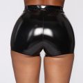 Nightclub Costumes Skinny Shorts Women PU Leather Shorts High Waist Solid Button Black Shorts Summer Wet Look Leather A50. 