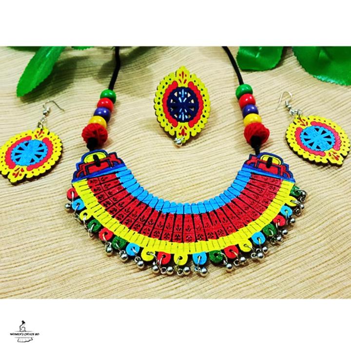 Beautiful New Indian Wooden Multicolor Necklace Set With Earrings For Women in BD