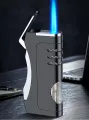 New Blue Flame Windproof Turbo Lighter Visible Gas Lighter Butane Metal Cigar Cigaretes Lighters.