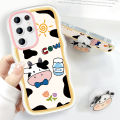 (Free Holder) FELMYST Casing Case For SAMSUNG Galaxy S21 Ultra 5G Case Transparent Clear Cases Cartoon Cute Cow Soft Silicone Full Shockproof Hello Cases Back Cover Phone Casing Softcase For Girls.