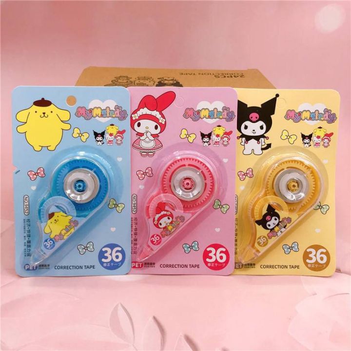 Sanrio Cute Cartoons Correction Tape School Office Supplies Corrector Student Prize kids Stationery gift My Melody kuromi Pom Pom Purin