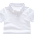 Elegantstunning Boys Lapel Short Sleeves T-shirt Simple Solid Color Tops Summer Cotton Breathable Shirt For 1-10 Years Old Kids. 