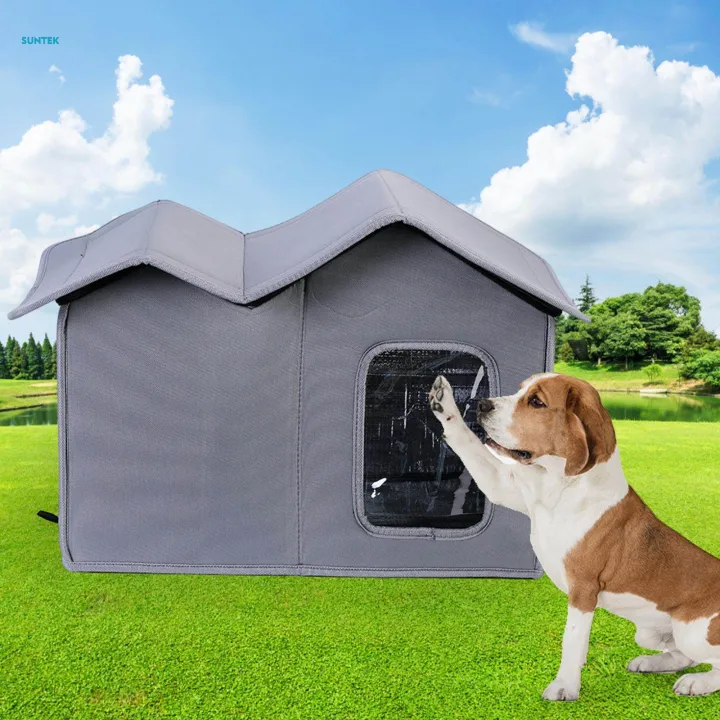 Dog%20House%20Foldable%20Pet%20Shelter%20for%20Courtyard%20Kittens%20or%20Small%20Dogs%20Indoor%20Gray%20-%20Image%205