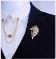 Vintage Wolf Head Brooches For Men Fashion Suit Collar Pin (1PS). 